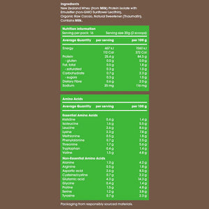 Whey Protein Isolate + Organic Chocolate