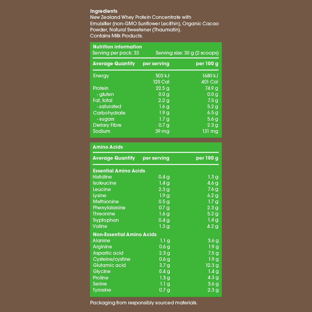 Whey Protein Powder + Organic Chocolate